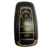Nano High Quality Gold Leather Cover For Ford Remote Key 4 Buttons Black Color Ford-B13J4- Auto Lock Supplier -key_supplier_in_canada locksmith_supplier_in_canada #