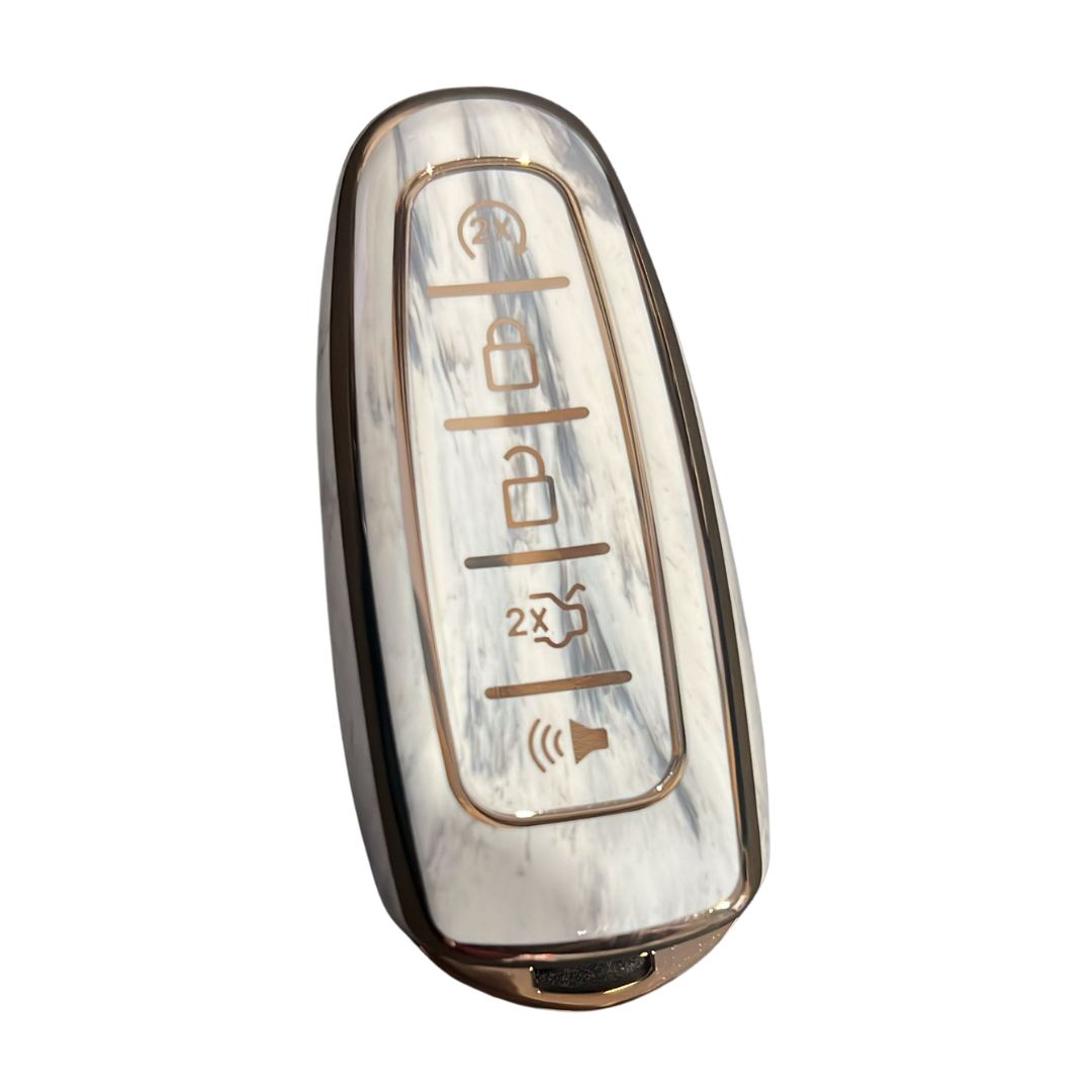 Nano High Quality Marble Cover For Ford Remote Key 5 Buttons White Color Ford-J12J- Auto Lock Supplier -key_supplier_in_canada locksmith_supplier_in_canada #